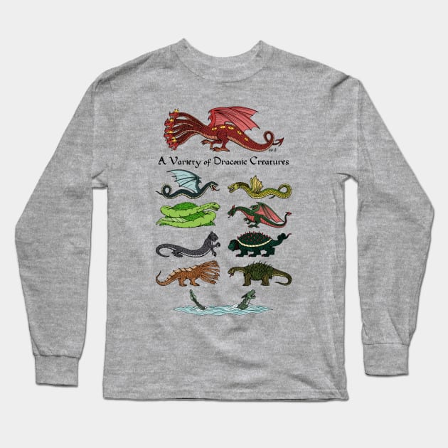 A Variety of Draconic Creatures Long Sleeve T-Shirt by AzureLionProductions